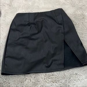 Superdown black fake leather mini skirt